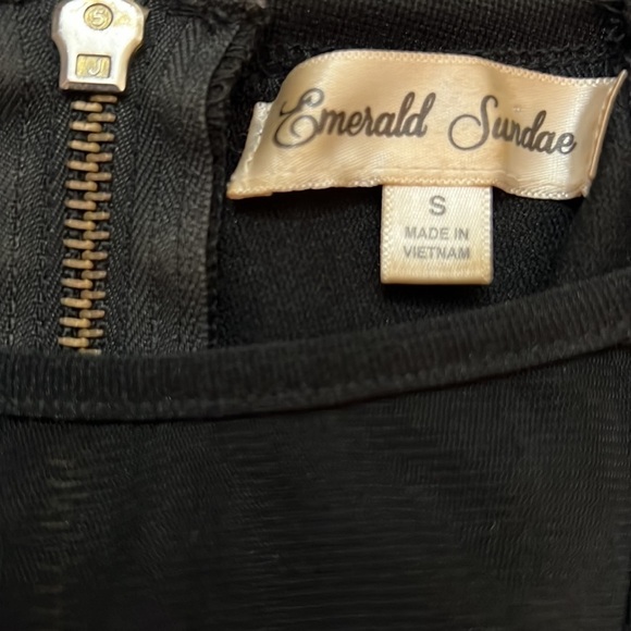 Emerald Sundae Black dress. Sheer top (see pic). Spaghetti straps. Small - Picture 3 of 4